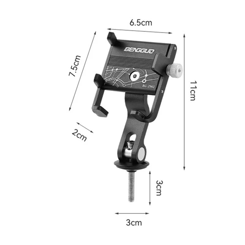 BENGGUO Bike Holder Aluminum Alloy 180 Adjustable Sturdy Anti-fall Waterproof 0.2kg Lightweight Handlebar Holder Suitable for 50-95cm width Mobile Phone for Motorcycle Bicycle Scooter