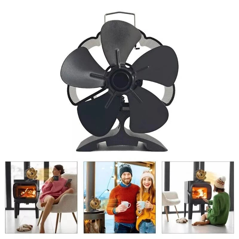 5 Blade Heat Powered Wood Stove Fan No Electricity Fireplace Fan for Wood/Log Burner/Oven Eco Friendly Wood Burn Fan-DY385A