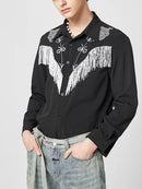 Mens Embroidered Fringe Long Sleeve Shirt