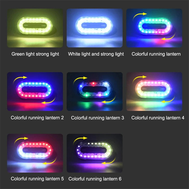 BIKIGHT Colorful RGB USB Rechargeable LED Bike Taillight 14 Light Modes Waterproof Safety Rear Light for Night Riding Cycling Equipmen