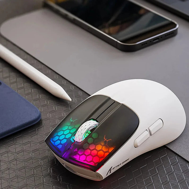 Attack Shark X5 Tri-mode Wireless Gaming Mouse PAW3212 Chip 4000DPI RGB Light 35H Battery Life 49g Lightweight 2.4G/BT5.0/Type-C Wired E-sports Gamer Mice
