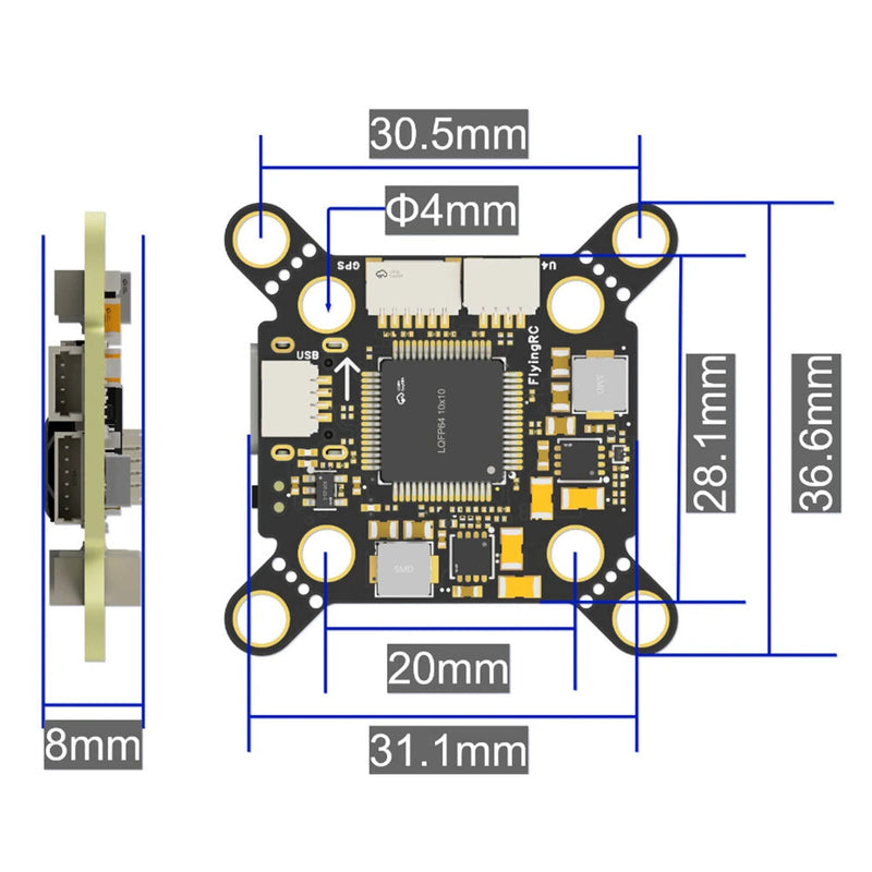 20x20mm / 30.5x30.5mm FlyingRC F420 MK1 F405 Flight Controller 2-6S 42688P 5V 9V BEC Output Support Betaflight / INAV / Ardupilot for 2-12 Inch RC FPV Racing Drone