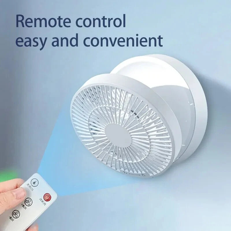 2 in 1 Desktop Folding Fan with Remote Control USB Charging Rechargeable 4000mah Battery Compact Design Night Light Feature Available in White Green and Blue