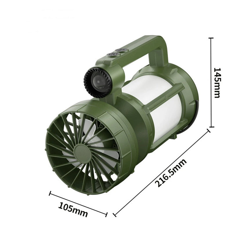 IPRee All-in One Portable Solar Powered Handheld Flashlight Mini Fan Camping Lantern Type-C Charging Built In Battery Travel Camping Tent Light LED Torch