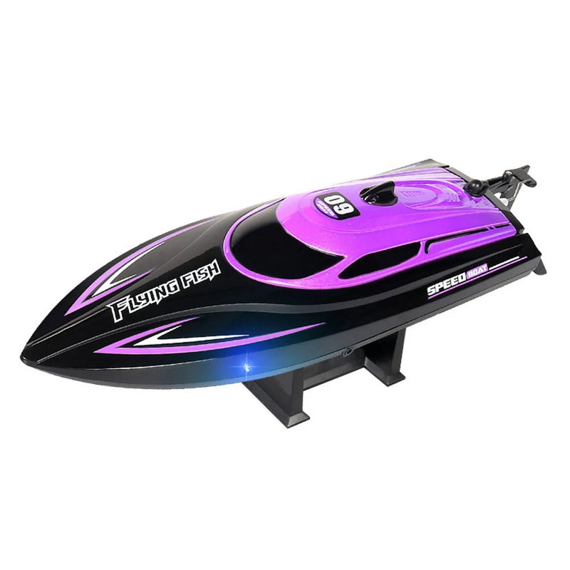 HXJRC HJ812 2.4G 4CH RC Boat High Speed LED Light Speedboat Waterproof 25km/h Electric Racing Vehicles Models Lakes Pools Remote Control Toys