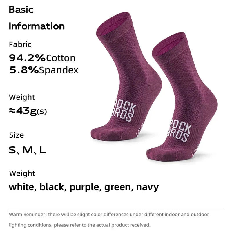 ROCKBROS ROAD TO SKY Breathable Sport Professional Cycling Socks High Elastic Comfy Shock Absorbing Middle Tube Bike Socks