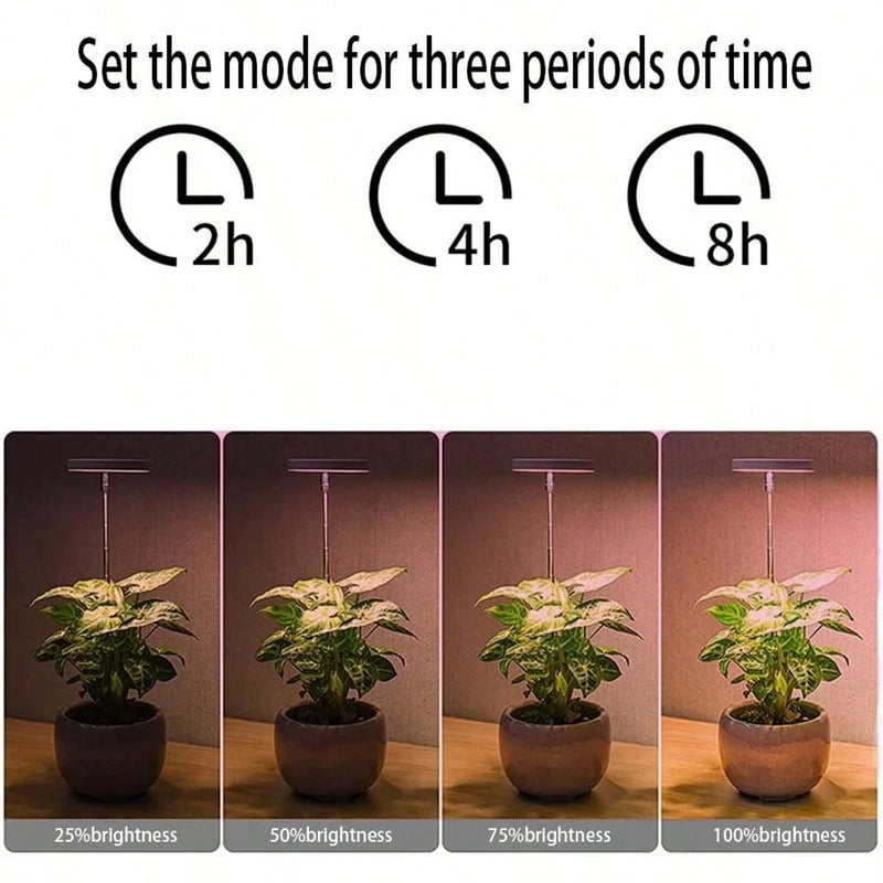 1 To 3 Angel Ring USB Plant LED Light with 3 Lamp Heads 2/4/8 Hours Switch Timer 4 Level Brightness Adjustment Suitable for Indoor Plant Growth