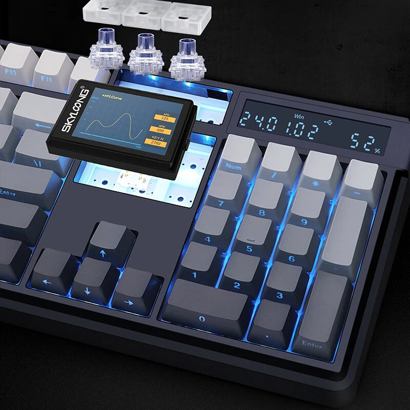 SKYLOONG GK104 Pro Tri-mode Mechanical Keyboard with Dual Screen Display 3 Knobs Hot-Swappable RGB Gasket Structure KTT Switch 2.4G/bluetooth 5.1/Wired Gaming Keyboard