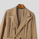 INCERUN Men Jumpsuits Corduroy double-breasted Suit Collar Long-sleeved Casual One-piece Suit for Men with Side Pockets