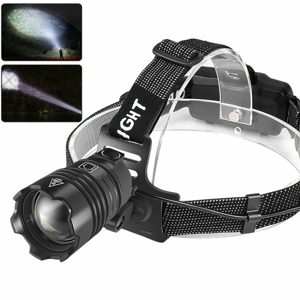XHP70 Strong LED Headlamp Type-C USB Charging Outdoor Fishing Zoom Headlight Bike Running Search Head Lamp