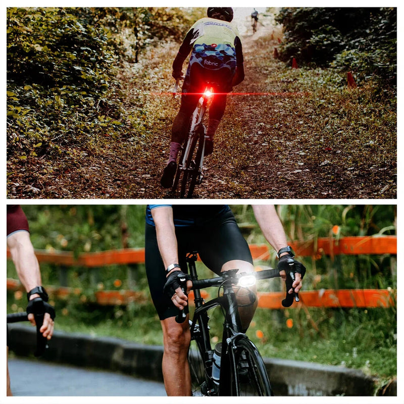 CYCLAMI CY300T 2PCS Bicycle Smart Front Rear Brake Sensing Lights Waterproof Type-C Charging Bike Lighting Headlight Warning Taillight for MTB Road Cycling