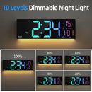 16 Inch Large LED Digital Wall Clock With Remote Control Dymamic RGB Display Automatic Brightness Date Temperature Night Light Gym Clock Suitable For Living Room Bedroom Office Wall Decoration