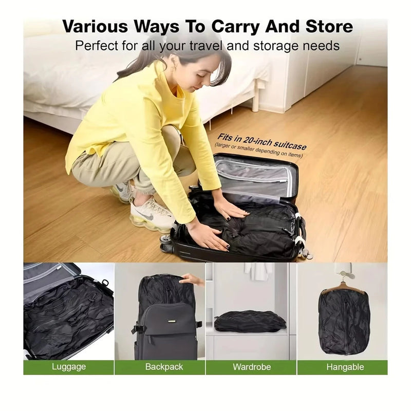 16L Vacuum Compression Storage Bag Flat Bottom with Window Travel Backpack 20-24Inch Suitcase Organizer Space-Saving Foldable Luggage Packing Clothing Storage