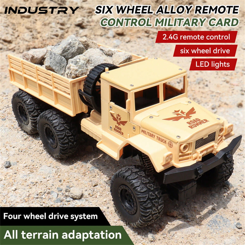 HENGRUI 553-07/08 RTR 1/16 2.4G 4WD RC Car Military Army Off-Road Truck Heavy Transport LED Light Alloy Body Remote Control Vehicles Models Toys