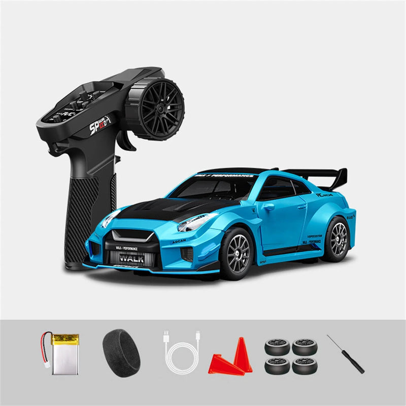 Hstar D43-02 RTR 1/43 2.4G 4WD Drift RC Car Gyro Mini Full Proportional Alloy Body Shell LED Light Remote Control High-Speed Motor On-Road Racing Vehicle Model Boys Gifts Toys