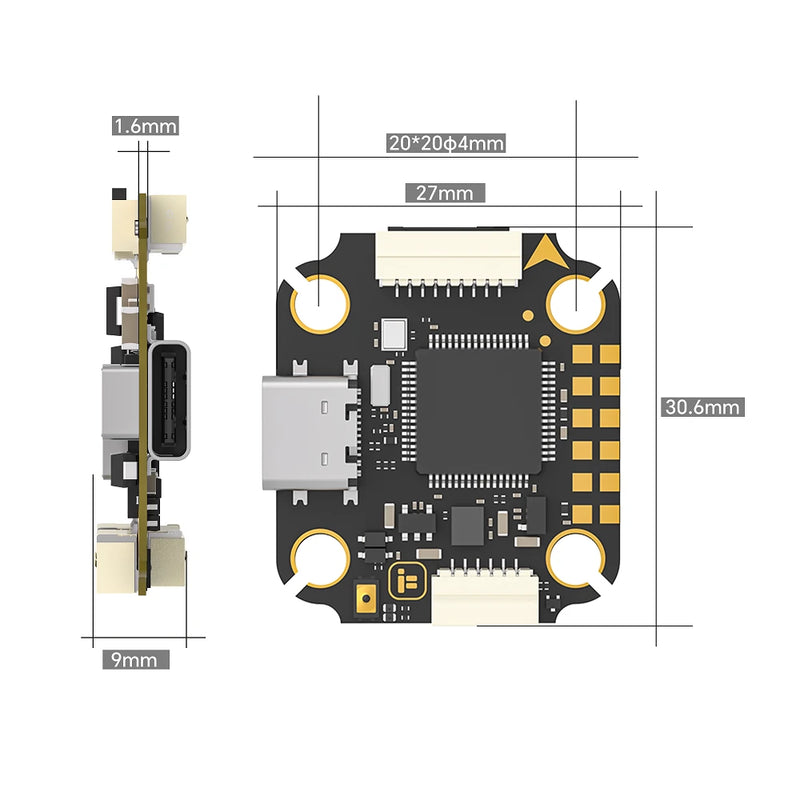 20x20mm iFlight Borg Mini F722 Flight Controller with 5V 12V BEC Output 4-6S 60A 4in1 ESC Stack for DJI O4 RC FPV Racing Drones