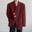 INCERUN Men Long Sleeved Blazer with Slanted Lapels and Metal Buttons and Shoulder Pads Fashion Loose Fit Blazers for Big Men Large Size S-5XL