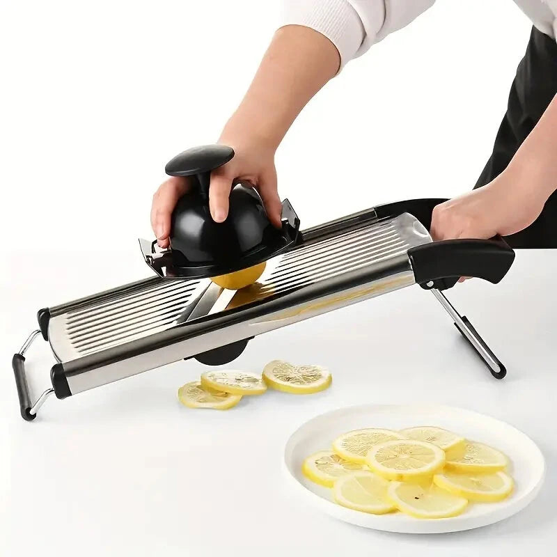 Multifunctional Vegetable Cutter Grater Food Slicer Adjustable Thickness for Cheese Fruits Vegetables Stainless Steel Food Cutter Slicer Dicer with Extra Brush for Kitchen