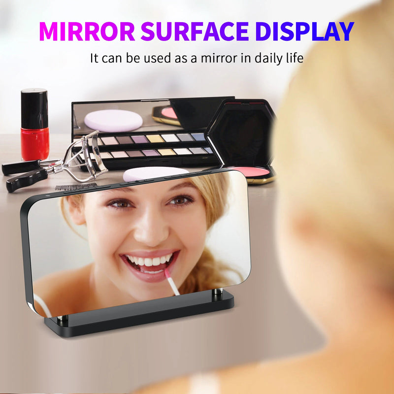 Large Screen Electronic LED Mirror Clock Colorful RGB Display Colorful Night Light Radio Projection Clock Led Electronic Clock Desktop Alarm Clock