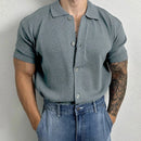 INCERUN Mens Shirt Solid Color Button Shirt Mens Lapel Short Sleeve Top Daily Casual Shirts S-5XL