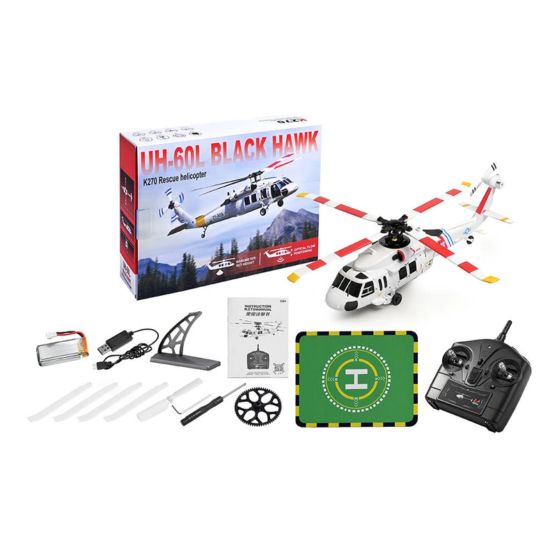 XK K270 UH-60L 2.4G 4CH Optical Flow Positioning Brushless Motor Flybarless RC Helicopter RTF