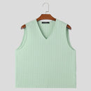 INCERUN Mens Solid Textured V-Neck Sleeveless Tank Top Comfortable Cool Vest Top