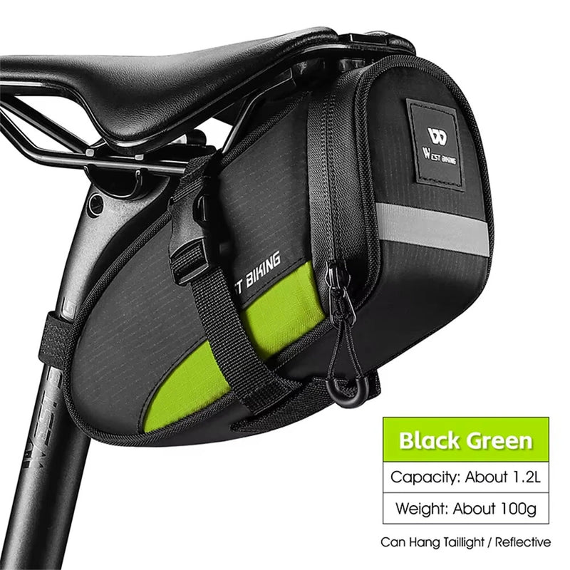 WEST BIKING 1.2L Reflective Portable Hangable Tail Light Bike Bag Mini Ultralight Waterproof Riding Bag for MTB Road Cycling