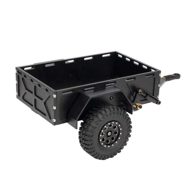 Aluminum RC Rock Crawler Trailer CNC Machined Utility Simulation Parts with Ball Head Hitch Compatible for 1/18 TRX4M SCX24 Redcat Car Vehicles Models Spare Accessories