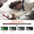 LED Mirror Digital Alarm Clock USB Charging Brightness Adjustable 10 Music Option Power off Memory Function