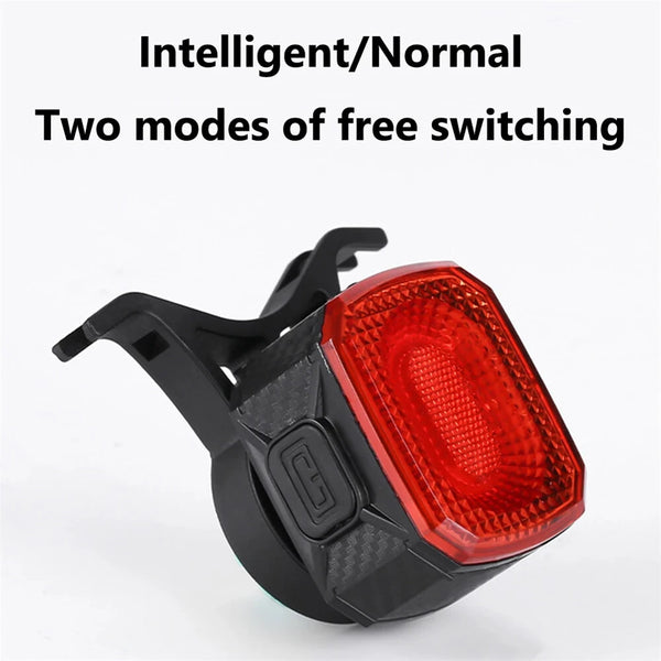 BIKIGHT Smart Sensing Brake Bicycle Taillight 6 Lighting Modes Waterproof Type-C Charging Bike Rear Light for MTB Night Riding Warning Safety