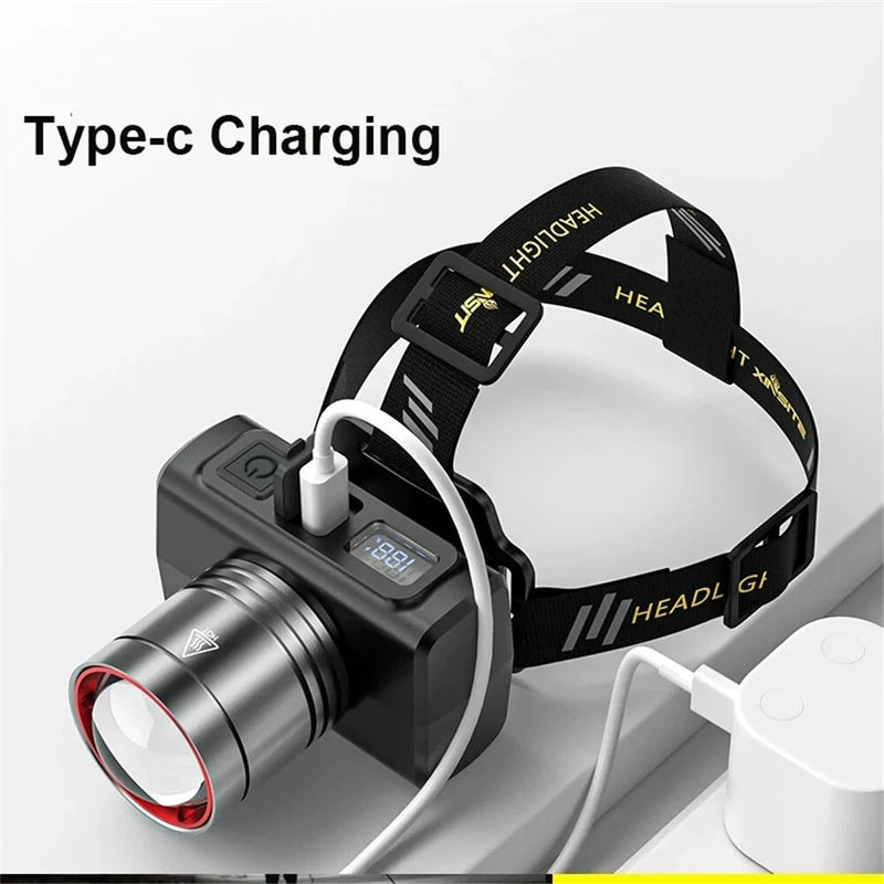 Powerful Sensor LED Headlamp Super Bright Head Light Motion Sensor Front Led Head Flashlight Waterproof Outdoor Camping Flashing Headlight