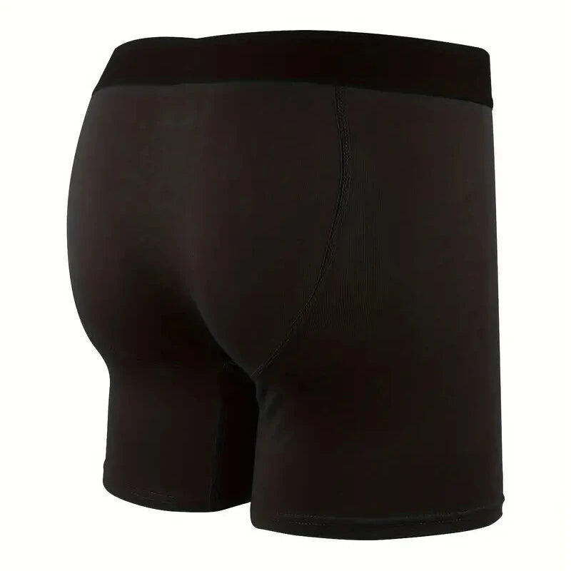 3pcs Men's Black Boxer Briefs Breathable Comfy Boxer Trunks, Elastic Sports Shorts, Men's Casual Underwear For Daily Wear S-XL