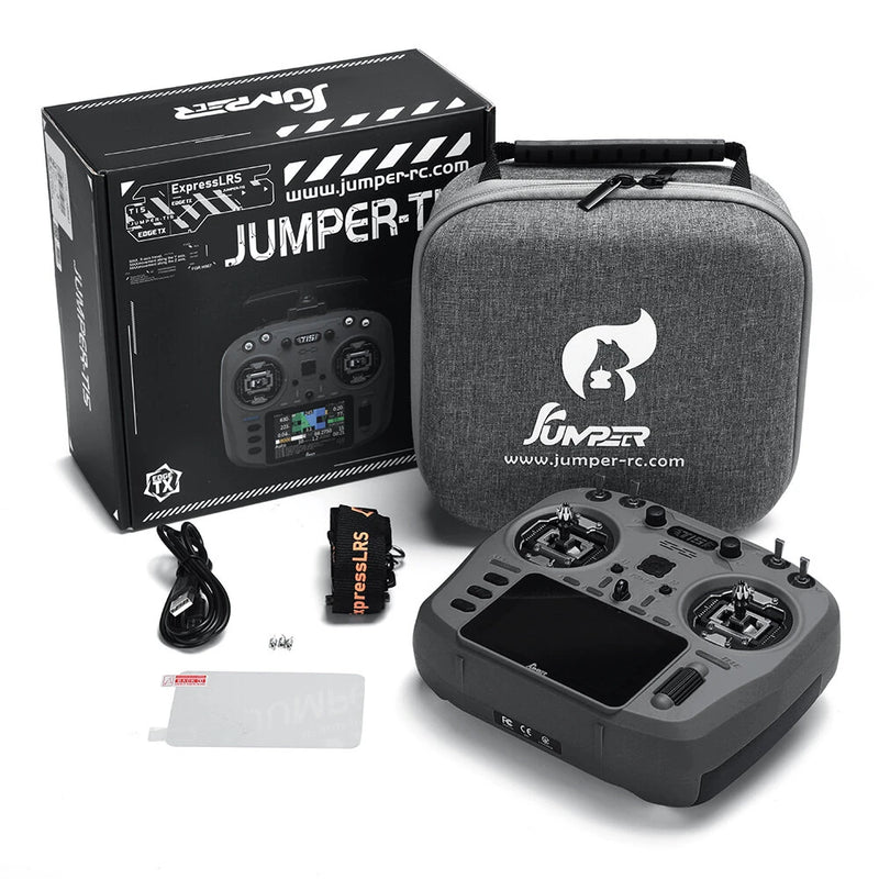 Jumper T15 2.4GHz ELRS 1W VS-M Hall Sensor Full Size Gimbal 3.5" Colour-Touch Screen EdgeTX Radio Controller for FPV RC Racer Drone