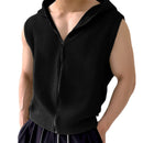 INCERUN Zip-Up Hooded Tank Top for Men Comfy Solid Color Men Vest Summer Daily Sleeveless Male Clothing