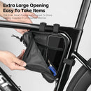 WEST BIKING 0.6L Bicycle Front Frame Triangle Bag With Mesh Pouch MTB Road Bike Waterproof Bottom Tube Bag Elastic Luggage Straps For Storage