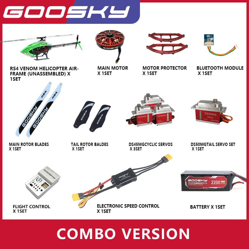 GooSky RS4 6CH 3D Direct Drive Brushless Motor 400 Class Flybarless RC Helicopter for Venom Kit Version