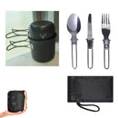 Lightweight Aluminum Alloy Camping Pot Hiking Picnic Tourist Tableware Set Outdoor Stove Pot Pan Plastic Bowl Outdoor Cookware