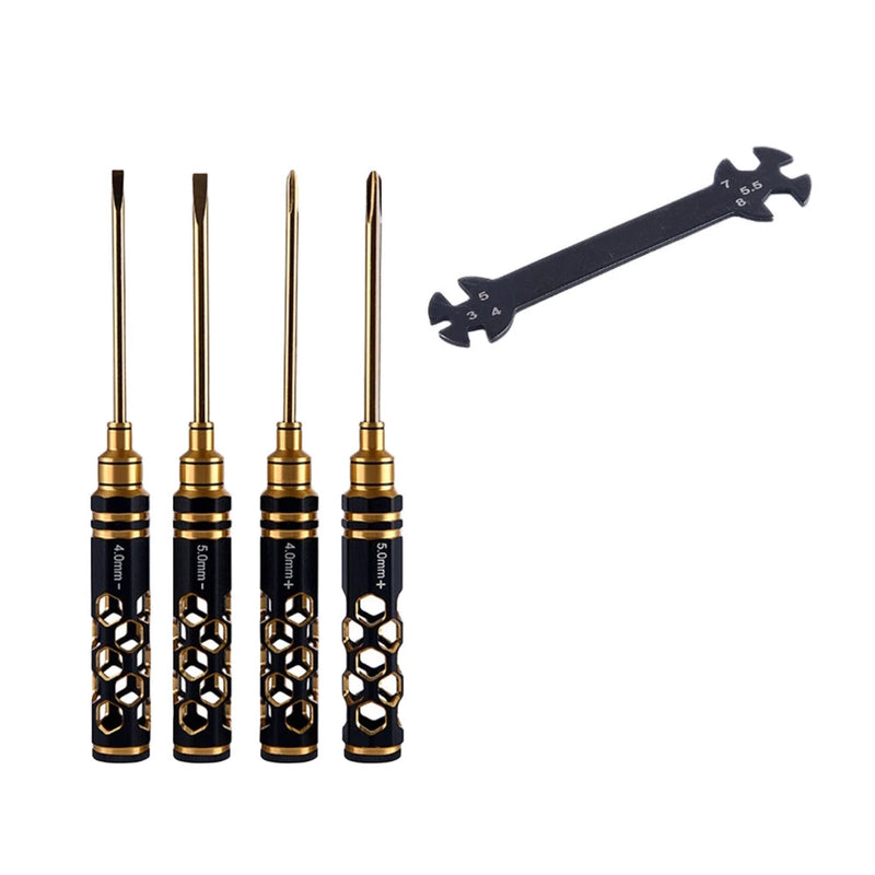 4pcs Yunzhong Screwdriver Set 4.0mm 5.0mm Phillips Screwdriver Slotted Screwdriver for RC Airplane Drone Aircraft Models Maintenance Tool