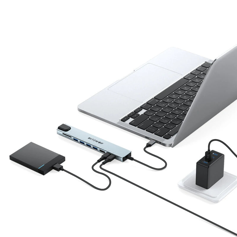 BlitzWolf BW-NEW TH5 10 in 1 USB Hubs with HD 4K@30Hz USB3.0 / USB2.0 / Type-C 2.0 / RJ45 Ethernet / 100W PD Charging / SD TF Card Slots Docking Station for Apple Huawei Laptops Macbook