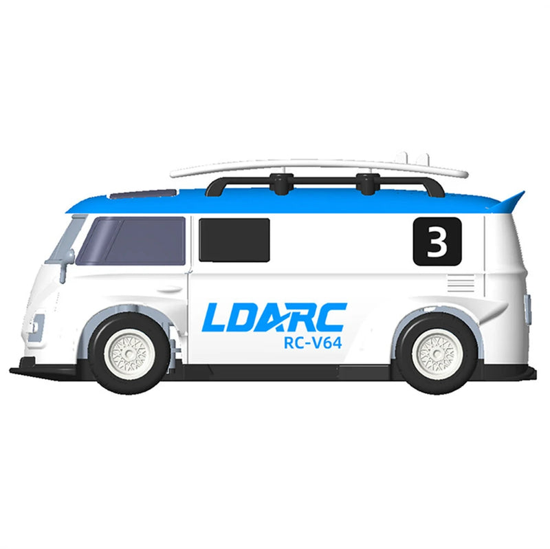 LDARC V64 1/64 2.4G RWD RC Car Mini Drift Flat On-Road LED Lights LC01 Chassis Micro Van Vehicles Models Full Proportional Remote Control Racing Toys 80 Minutes Playing Time