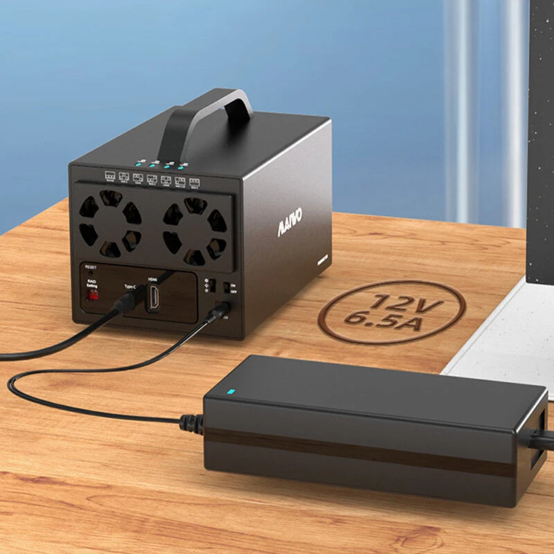 MAIWO K35274D 4 Bay RAID External Hard Drive Enclosure with HD Port 3.5'' Type-C to SATA HDD SSD Enclosure Support 7 RAID Mode