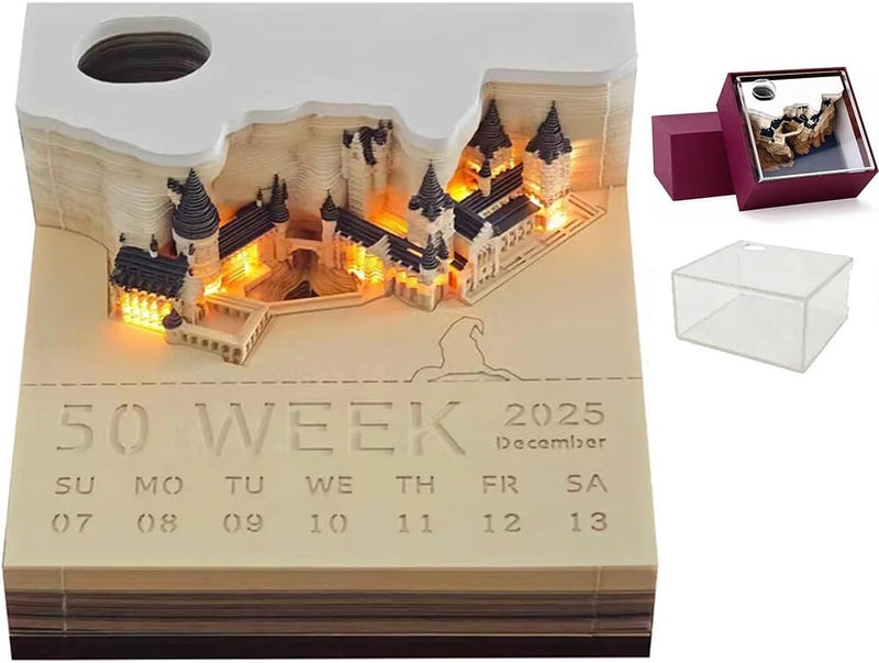 2025 LED Light Memo Art Calendar Board Creative Timepiece Calendar Creative Gift 3D Stereo Notepad