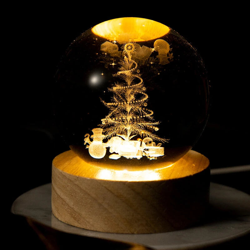 Glowing Crystal Ball 3d Engraved Small Crystal Ball Light Decoration Creative Gift Glowing Crystal Ball Suitable For Christmas Classmates And Children's Birthday