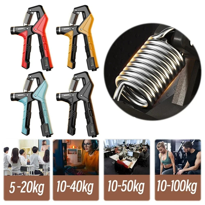 MACYO MA630 5-100kg Adjustable Electronic Counting Hand Gripper Double Thickness Spring Strength Trainer Comfortable Artificial Mechanics Grip Hand Exerciser