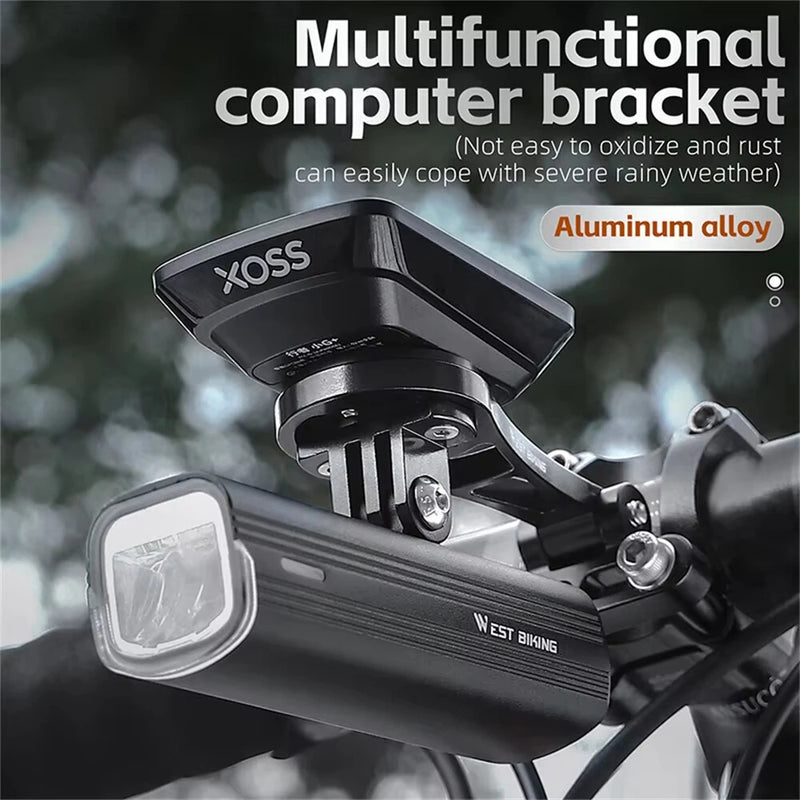 WEST BIKING Aluminum Alloy Bicycle Computer Holder Adjustable Angle Mountain Bike Headlight Sports Camera Mount Handlebar Extended Bracket