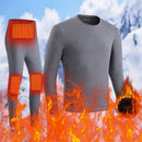 TENGOO HD-02G Electric Heated Top Pant Set Fleece 3 Zones Heating Lined Thermal Long Sleeves Trousers Men USB Chargeable Heated Suit