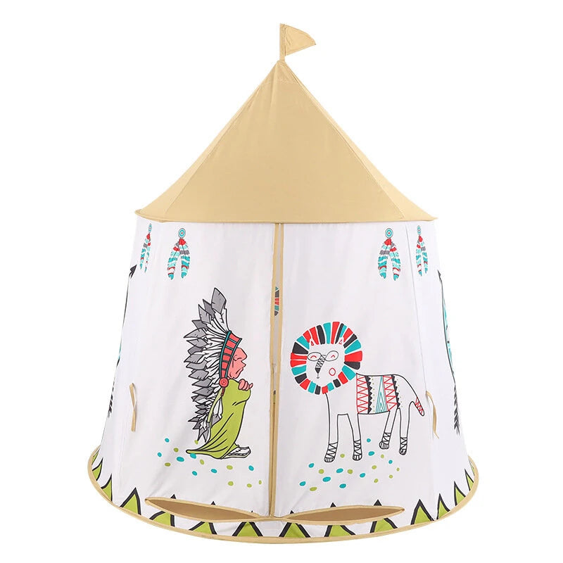 IPRee Indian Portable Play Kids Tent Indian Tent Yurt Children Indoor Outdoor Ocean Ball Pool Game Tent Castle Room House Toy