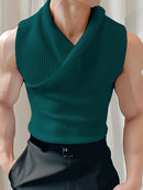 INCERUN Mens Solid Color Design Crossover V-neck Soft Tanks