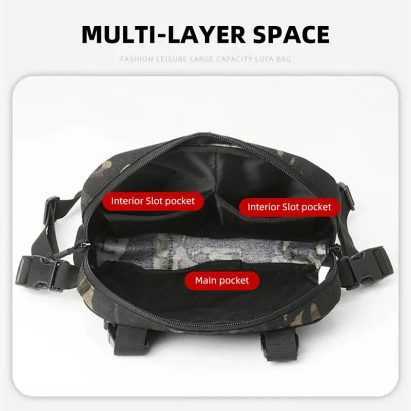 IPRee Waterproof Molle Nylon Fishing Chest Bag, Men's Tactical Bags, Climbing and Camping Backpacks, Outdoor Travel Vest, Fanny Pack