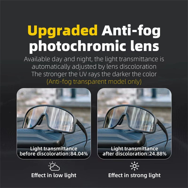 ROCKBROS SP350 Photochromic Cycling Goggles Anti-Fog HD Large-frame Lens Outdoor Sports UV400 Protection Sunglasses